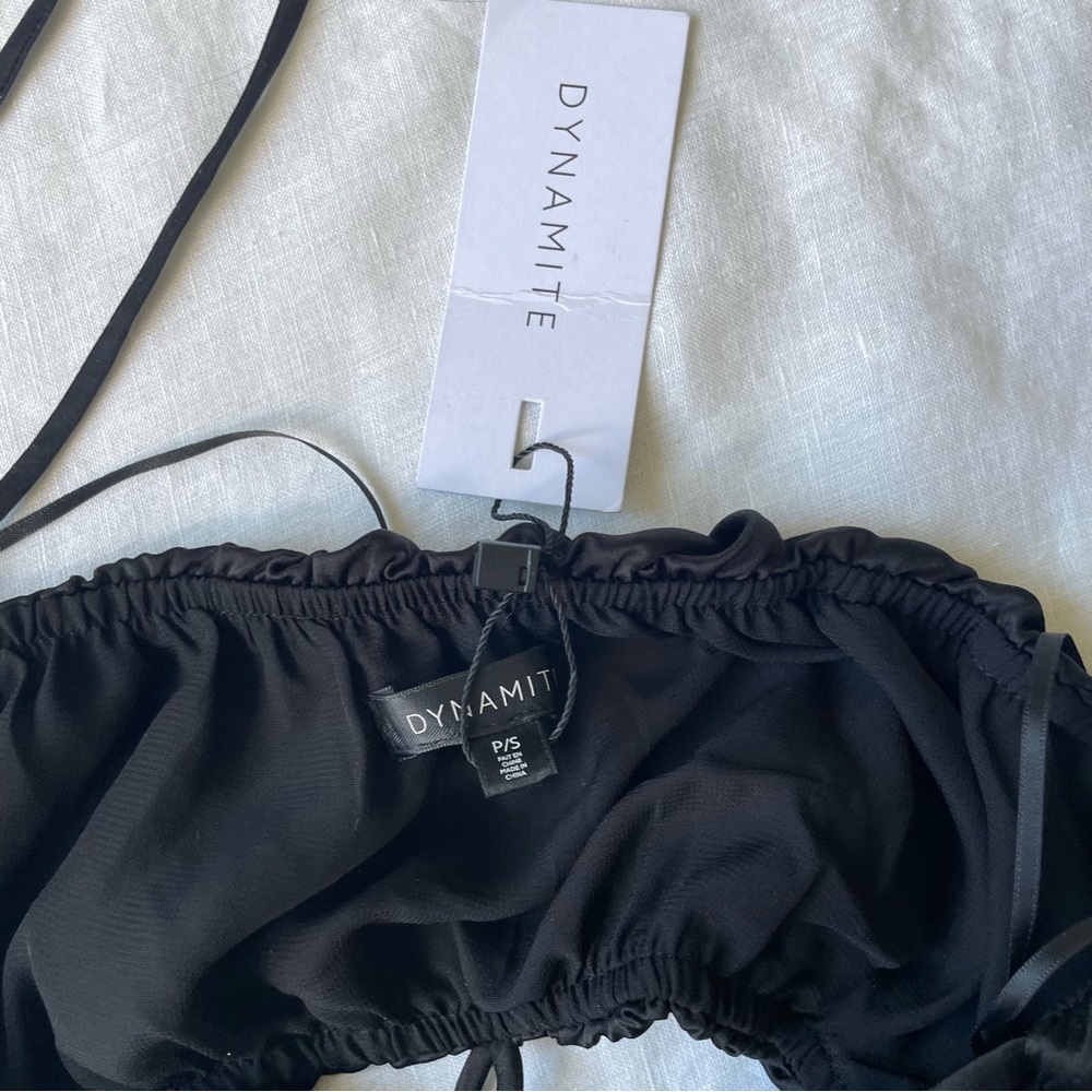 Dynamite Black Ruched Bandeau Top - Picture 3 of 4
